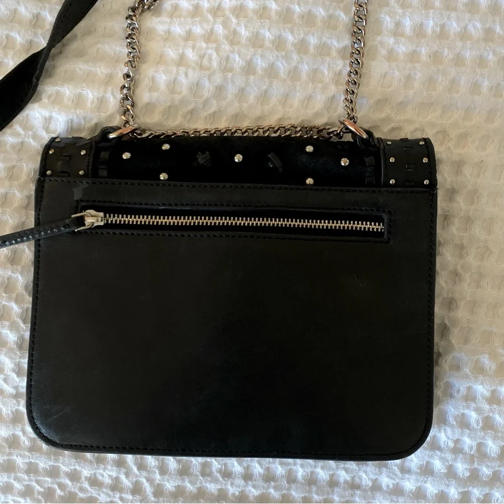 Zara black suede studded crossbody chain bag - Picture 2 of 5